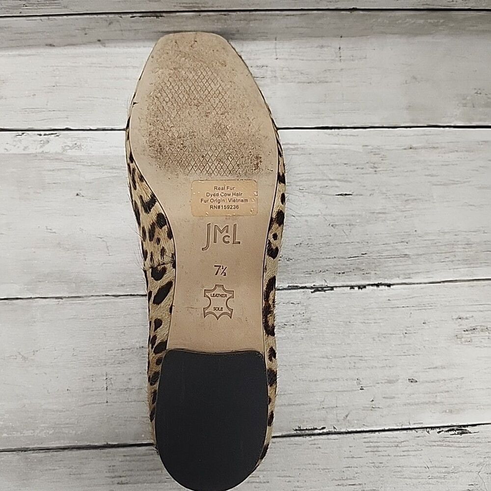 J. McLAUGHLIN Anastasia Leopard Calf Hair Ballet Flats Red Trim Sz 7.5 - Picture 8 of 12